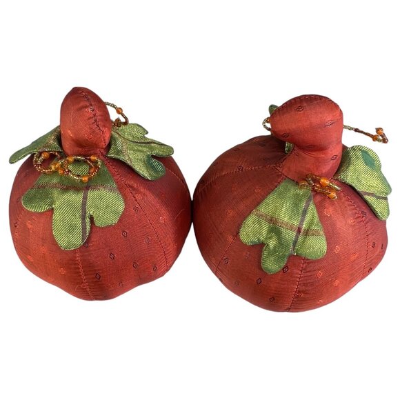 Pier 1 Import Fabric Pumpkin Set of 6 Autumn Harvest Decor Halloween Rust Yellow - Picture 3 of 12